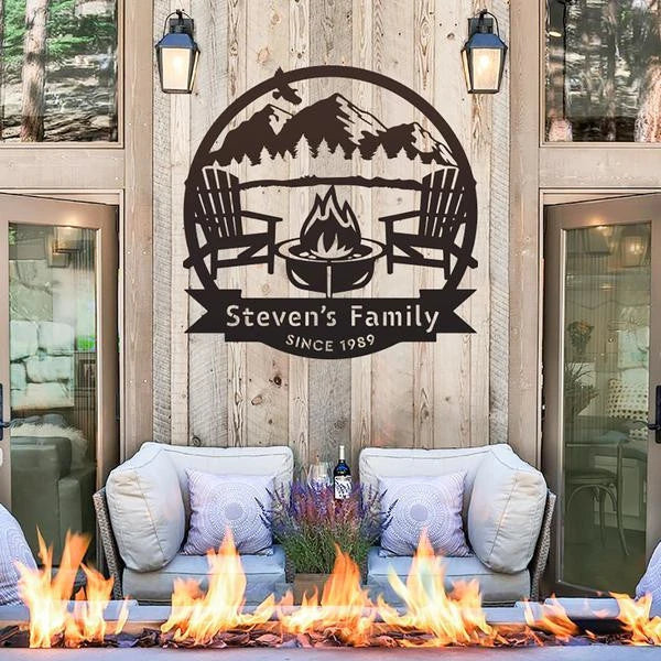 Campfire Monogram Cut Metal Sign Metal House Sign