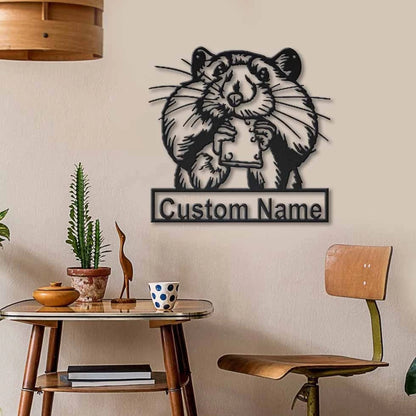 Personalized Hamster Monogram Metal Sign Art, Custom Hamster Metal Sign, Animal Funny, Father's Day Gift, Pets Gift, Birthday Gift, Laser Cut Metal Signs Custom Gift Ideas