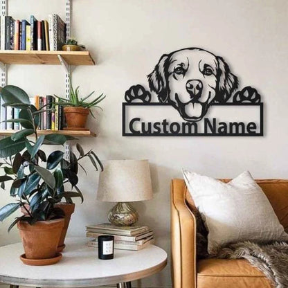 Golden Retriever Personalized Metal Wall Decor Ii, Cut Metal Sign, Metal Wall Art, Metal House Sign, Metal Laser Cut Metal Signs Custom Gift Ideas