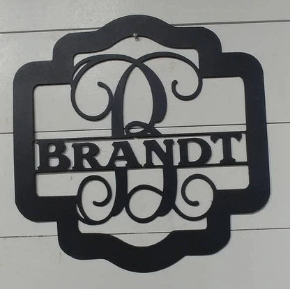 Arched Curved Letter Monogram Metal Monogram Framed Family Initial Letter Door Sign Hanger