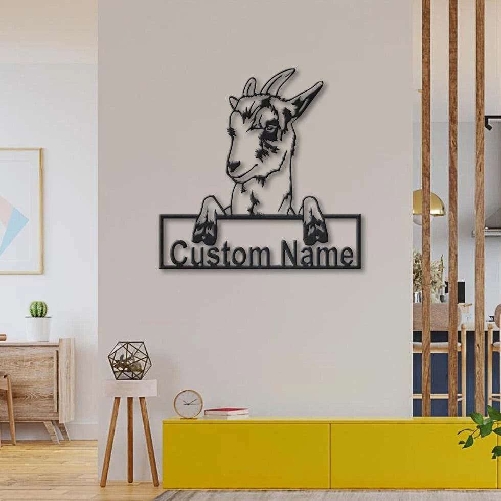Personalized Goat Farm Monogram Metal Sign Art , Custom Goat Farmer Metal Sign, Farmer Lover Sign Decoration For Living Room Laser Cut Metal Signs Custom Gift Ideas