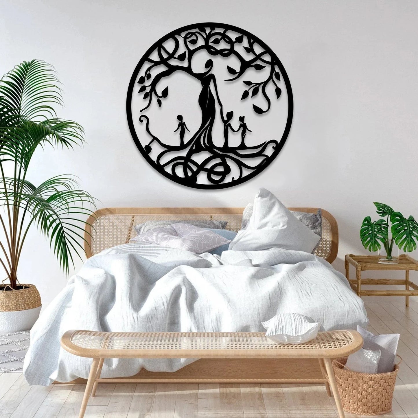 Mom And Three Children Tree Of Life Metal Art, Mother's Day Gift Laser Cut Metal Signs Custom Gift Ideas