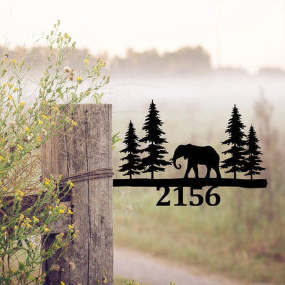 Personalized Address Elephant Metal Tree Stake, Tree Metal Sign Laser Cut Metal Signs Custom Gift Ideas