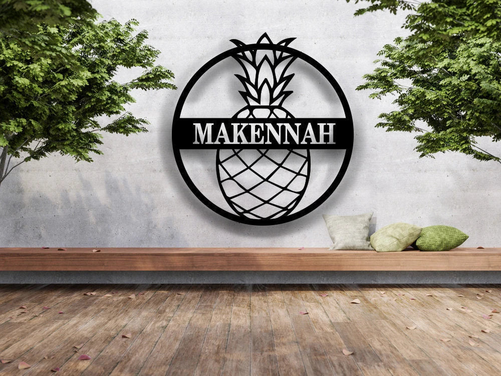 Personalized Pineapple Metal Sign, Housewarming Gift Personalized Metal Sign, Custom Metal Decor, Pineapple House Sign, Wall Art, Signs Laser Cut Metal Signs Custom Gift Ideas