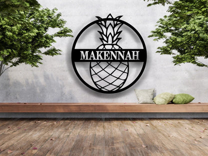 Personalized Pineapple Metal Sign, Housewarming Gift Personalized Metal Sign, Custom Metal Decor, Pineapple House Sign, Wall Art, Signs Laser Cut Metal Signs Custom Gift Ideas
