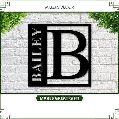 Square Metal Monogram Sign, Personalized Family Name Metal Sign, Personalized Metal Wall Decor, Housewarming Gift, Metal Monogram Sign, Sign, Laser Cut Metal Signs Custom Gift Ideas