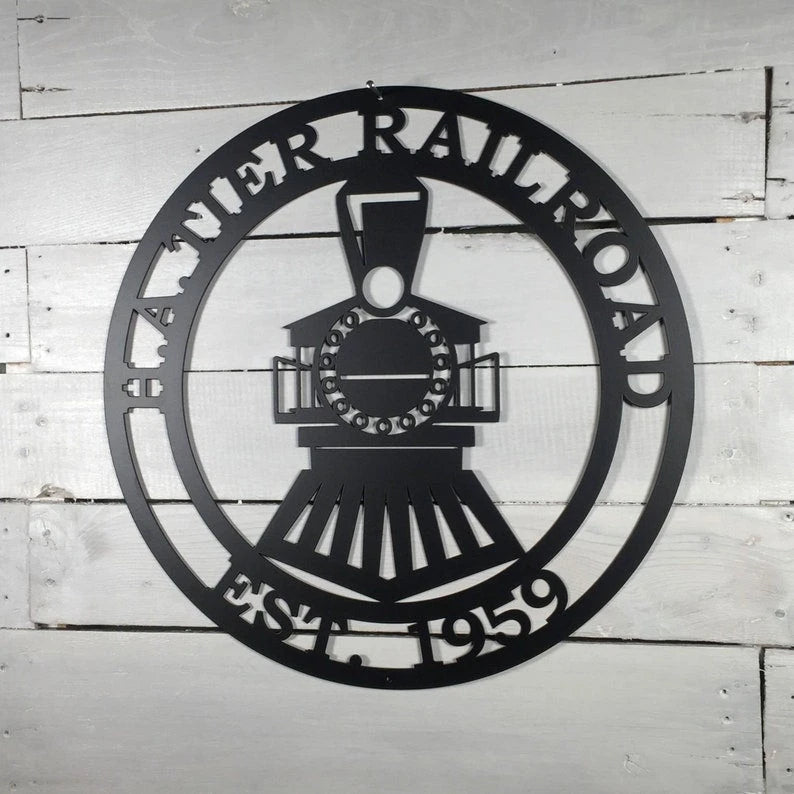 Personalized Train Sign, Powder Coated For Outdoor Or Indoor Use, Custom Metal Sign, Laser Cut Metal Signs Custom Gift Ideas