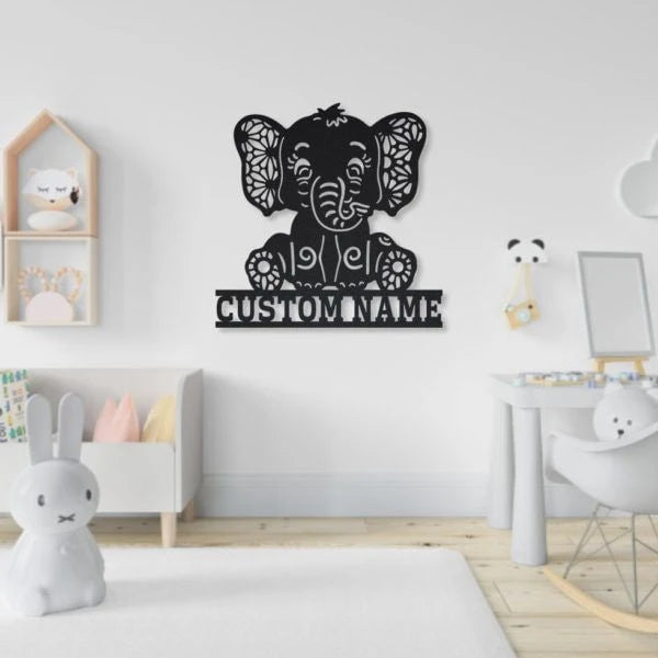 Elephant Personalized Metal Wall Decor, Cut Metal Sign, Metal Wall Art, Metal House Sign, Metal Laser Cut Metal Signs Custom Gift Ideas