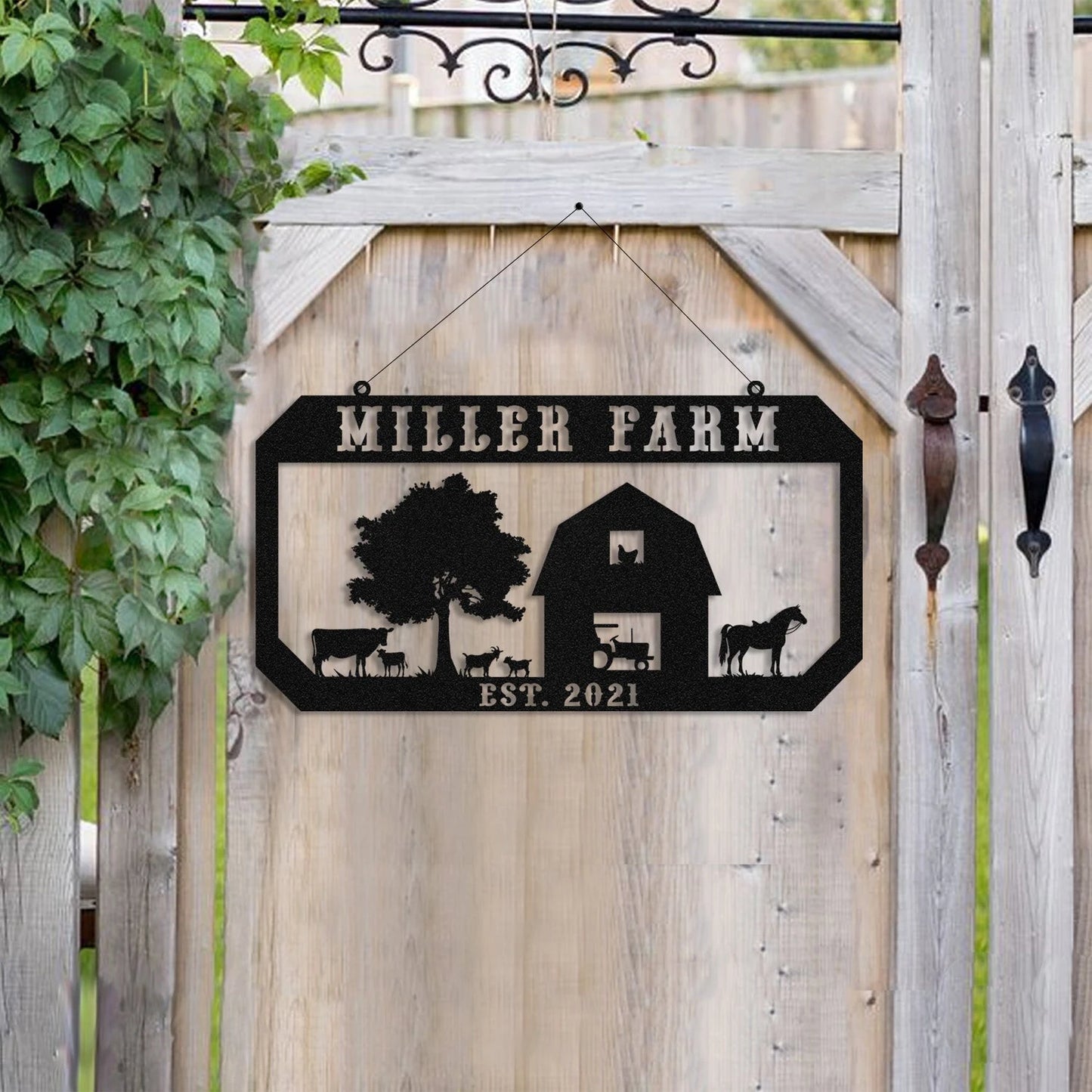 Personalized Metal Farm Sign Horse Cow Goat Chicken Monogram, Metal Laser Cut Metal Signs Custom Gift Ideas