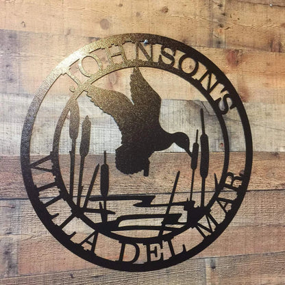 Hunter's Duck With Cattails Metal Sign, Cut Metal Sign, Metal Wall Art, Metal House Sign Laser Cut Metal Signs Custom Gift Ideas