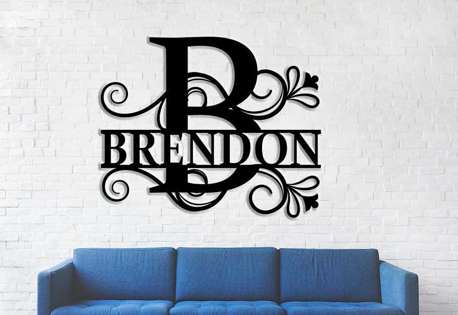 Custom Metal Name Sign, Family Name Metal Sign, Personalized Last Name Sign, Door Hanger, Outdoor Metal Sign, Wedding Gift, Monogram Sign Laser Cut Metal Signs Custom Gift Ideas