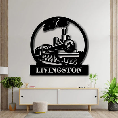 Train Metal Sign Metal Wall Decor, Custom Metal Name Sign, Railroad Signs, Railway Sign, Train Sign, Train Room, Train Decor, Metal Sign Laser