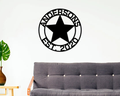 Christmas Gift, Family Name Metal Star Sign, Metal Wall Art, Housewarming Gift, Wedding Gift, Personalized Metal Wall Art, Custom Metal Sign Laser Cut Metal Signs Custom Gift Ideas