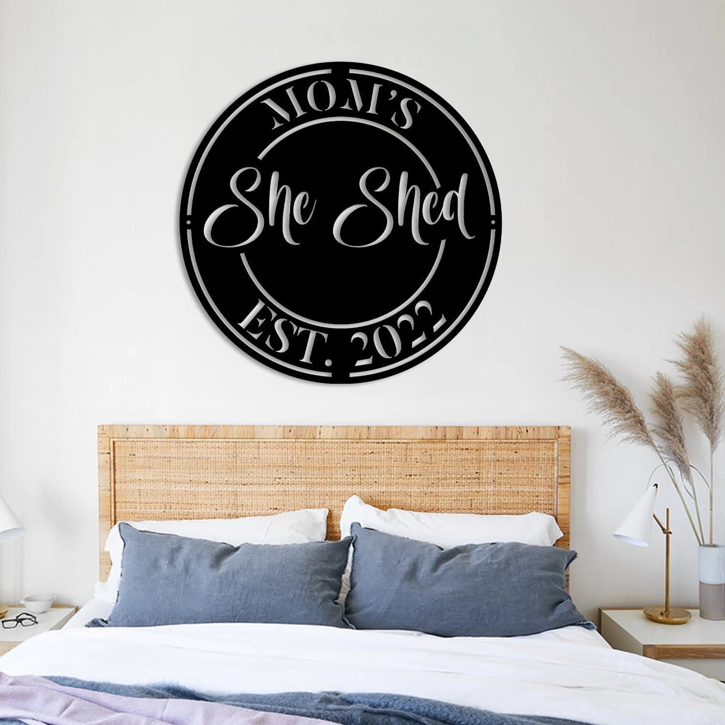 Custom Name Est Date She Shed Metal Sign, Metal Wall Art Laser Cut Metal Signs Custom Gift Ideas