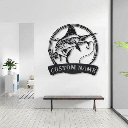 Personalized Swordfish Fishing Fish Pole Metal Sign Art, Custom Swordfish Fishing Metal Sign, Swordfish Fishing Gift, Decor Decoration, Laser Cut Metal Signs Custom Gift Ideas