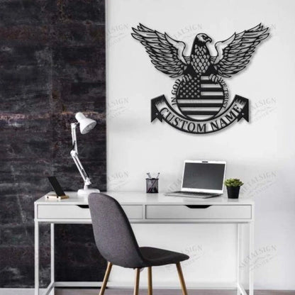 Eagle American Flag Personalized Metal Wall Decor, Cut Metal Sign, Metal Wall Art, Metal House Sign Laser Cut Metal Signs Custom Gift Ideas