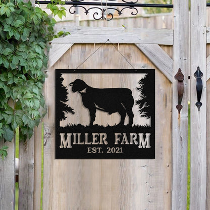 Personalized Metal Farm Sign Goat Custom Outdoor Farmhouse Front Gate Ranch Stable Wall Decor Art Gift