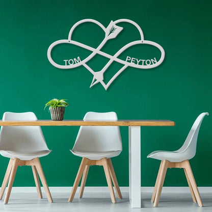 Personalized Name Infinity Heart Steel Wall Decor Metal Wall Art Metal Home Decor Steel Wall Decor Metal Sign Anniversary Laser Cut Metal Signs Custom Gift Ideas