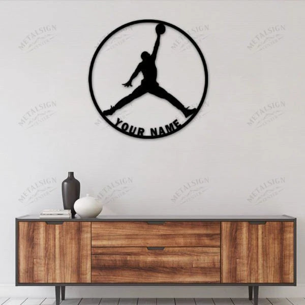 A Jordan Personalized Metal Wall Art, Basketball Jumpman Metal Sign Wall Decor, Cut Metal Sign, Metal Wall Art, Metal House Sign Laser Cut Metal Signs Custom Gift Ideas