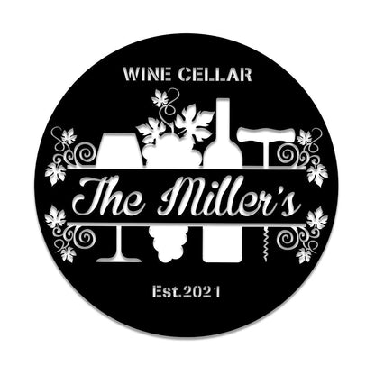Personalized Grape Cellar Wine Metal Bar Sign, Custom Pub, Tap, Lounge, Caf, Home Wall Decor, Wedding, Anniversary Art Gift For Him her, Metal Laser Cut Metal Signs Custom Gift Ideas