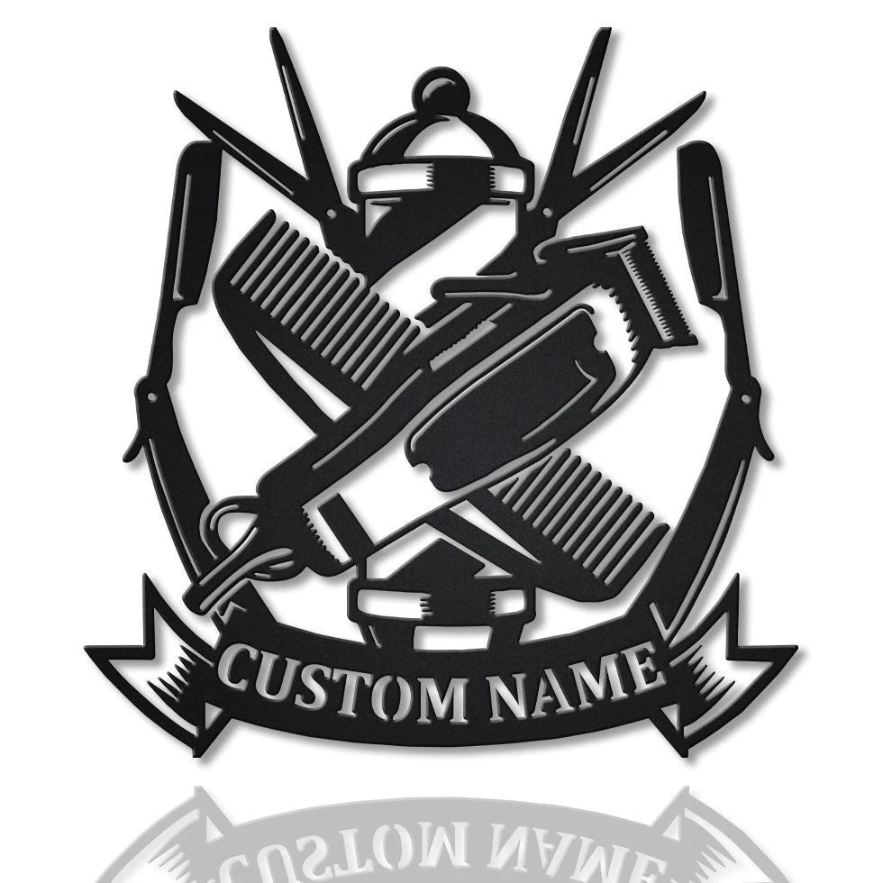 Barber Shop Monogram Personalized Metal House Sign