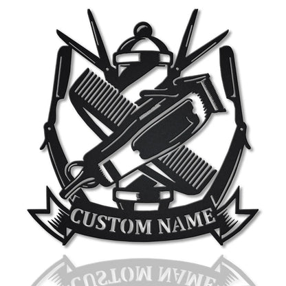 Barber Shop Monogram Personalized Metal House Sign