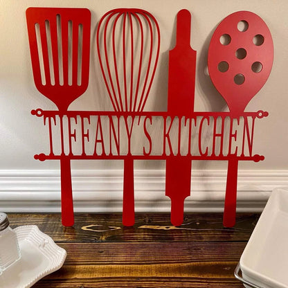 Custom Kitchen Utensils Name Sign Cut Metal Sign Metal House Sign