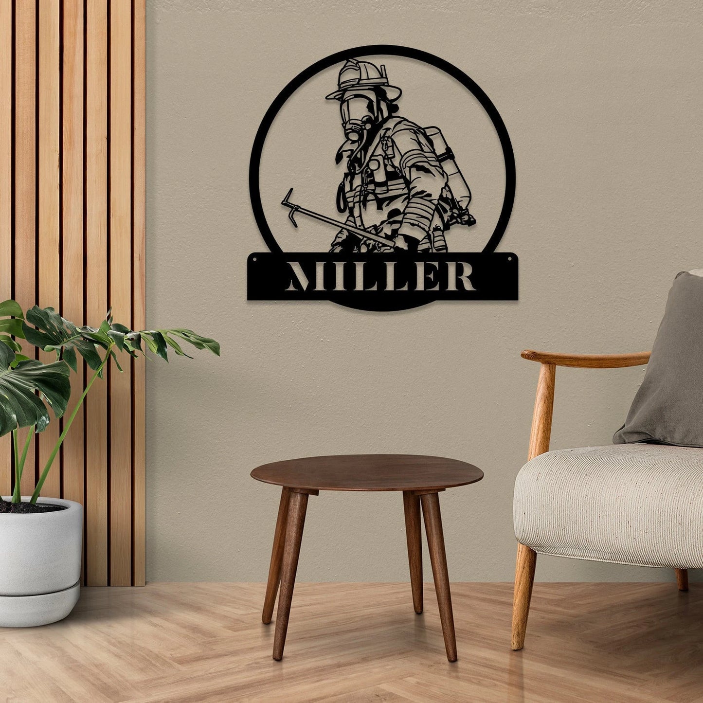 Personalized Name Fireman Metal Wall Art, Firefighter First Responder Gift, Metal Laser Cut Metal Signs Custom Gift Ideas