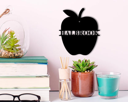 Custom Teacher Name Sign, Personalized Apple Sign, Back To School Gift, Teacher Gift Laser Cut Metal Signs Custom Gift Ideas