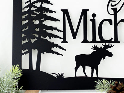 Custom Name Metal Sign, Family Name, Personalized Sign, Outdoor Sign, Name Sign, Metal Wall Art, Family Sign, Moose Laser Cut Metal Signs Custom Gift Ideas