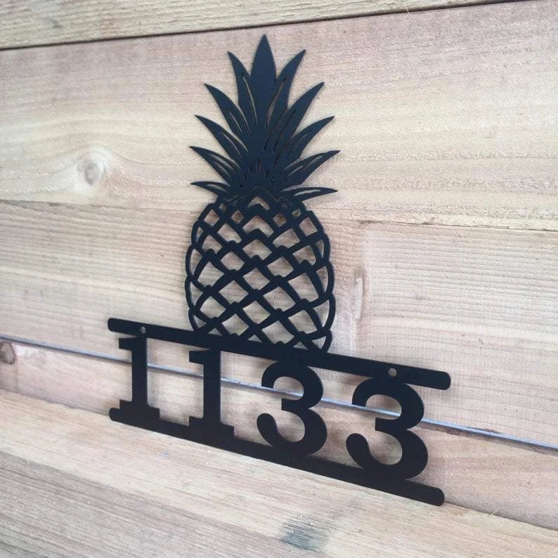 Custom Metal Pineapple Address Sign, Cut Metal Sign, Metal Wall Art, Metal House Sign Laser Cut Metal Signs Custom Gift Ideas