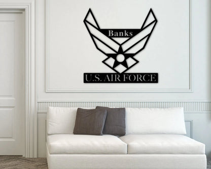 Personalized Air Force Gifts, Custom Air Force Emblem, Personalized Metal Name Sign Custom Airforce Name Sign Military Retirement Gift Ideas, Metal Laser Cut Metal Signs Custom Gift Ideas