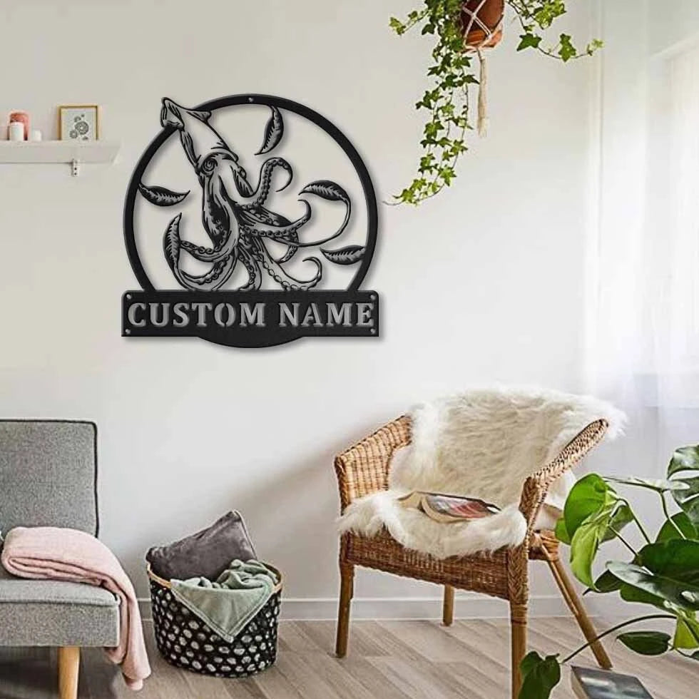 Personalized Giant Squid Metal Sign Art, Custom Giant Squid Metal Sign, Giant Squid Gifts Funny, Hobbie Gift, Decor Decoration, Laser Cut Metal Signs Custom Gift Ideas