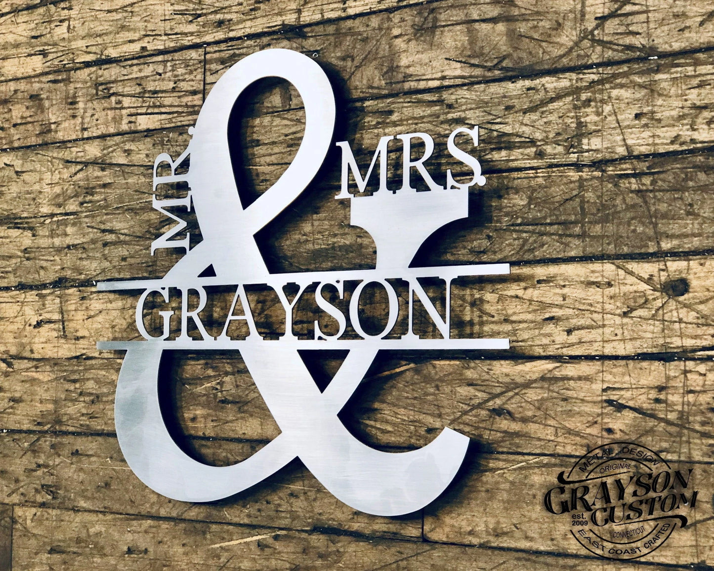 Custom Personalized Mr. & Mrs. Family Name Sign Wedding, Anniversary, Christmas, Housewarming Gift Rustic Monogram Farmhouse Decor Laser Cut Metal Signs Custom Gift Ideas