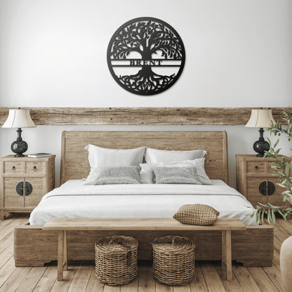 Tree Of Life With Personalized Name Metal Sign Custom Family Name Monogram Personalized Gift Metal Monogram Tree Indoor Or Outdoor Laser Cut Metal Signs Custom Gift Ideas