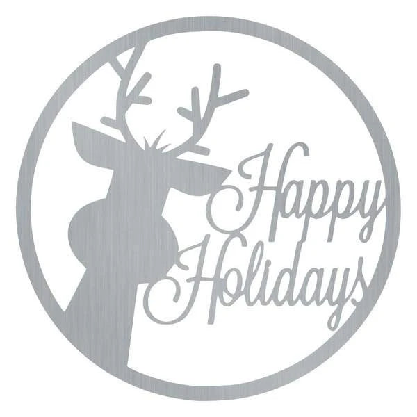 Rain Deer Happy Happy Holidays Customized Metal Signs, Custom Metal Sign, Custom Signs, Metal Sign, Metal Laser Cut Metal Signs Custom Gift Ideas