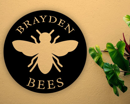 Personalized Metal Bee Sign Customizable Weatherproof Door Hanger Personalized Bumble Bee Garden Stake Metal Gardening Decor Laser Cut Metal Signs Custom Gift Ideas