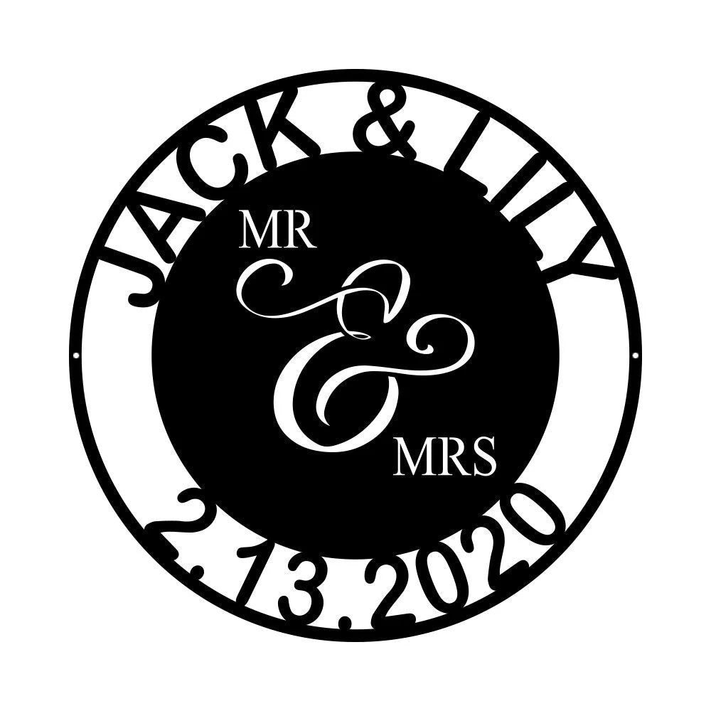 Personalized Mr. And Mrs. Date Metal Sign Wedding Gift Metal Wall Art Custom Metal Sign Anniversary Gift door Hangerlast Name Sign Laser Cut Metal Signs Custom Gift Ideas