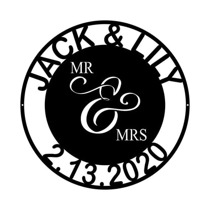 Personalized Mr. And Mrs. Date Metal Sign Wedding Gift Metal Wall Art Custom Metal Sign Anniversary Gift door Hangerlast Name Sign Laser Cut Metal Signs Custom Gift Ideas