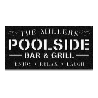 Personalized Pool Bar Grill Metal Sign Monogram Laser Cut Metal Signs Custom Gift Ideas