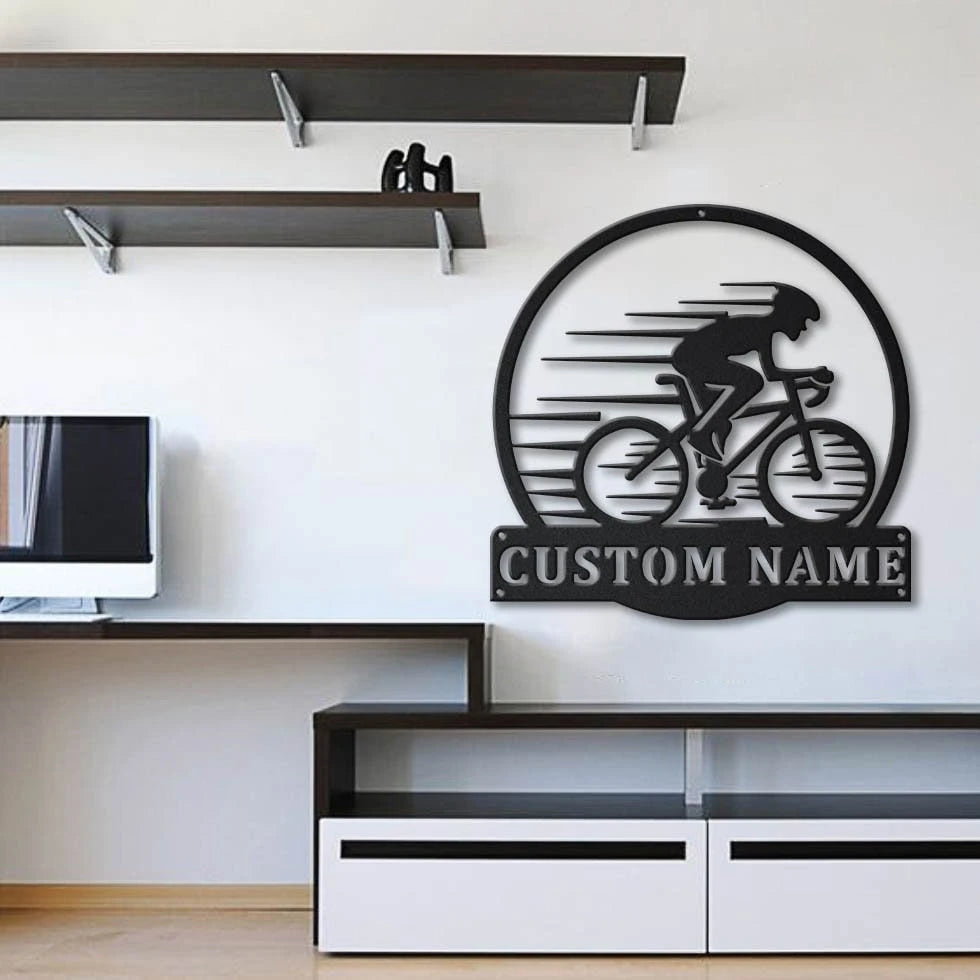 Personalized Cycling Sport Monogram Metal Sign Art, Custom Cycling Sport Metal Sign, Hobbie Gifts, Sport Gift, Birthday Gift Laser Cut Metal Signs Custom Gift Ideas