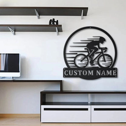 Personalized Cycling Sport Monogram Metal Sign Art, Custom Cycling Sport Metal Sign, Hobbie Gifts, Sport Gift, Birthday Gift Laser Cut Metal Signs Custom Gift Ideas
