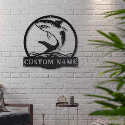 Personalized Shark Monogram Metal Sign Art, Custom Shark Monogram Metal Sign, Birthday Gift, Animal Funny, Father's Day Gift Laser Cut Metal Signs Custom Gift Ideas