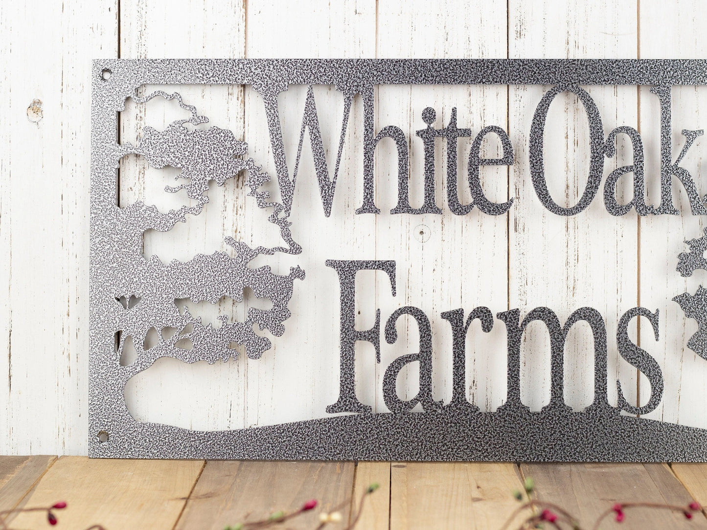 Custom Metal Sign, Oak Tree, Personalized Sign, Outdoor Sign, Custom Sign, Rustic, Metal Wall Art, Silver Vein Is Shown, Laser Cut Metal Signs Custom Gift Ideas