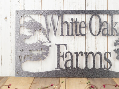 Custom Metal Sign, Oak Tree, Personalized Sign, Outdoor Sign, Custom Sign, Rustic, Metal Wall Art, Silver Vein Is Shown, Laser Cut Metal Signs Custom Gift Ideas