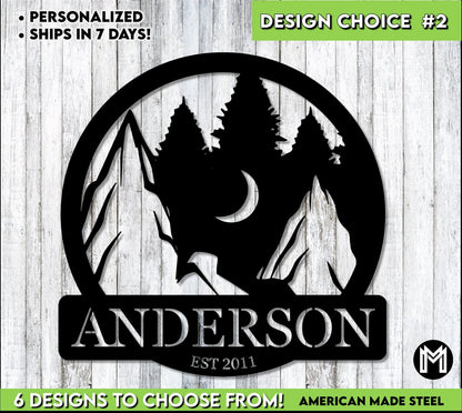 Custom Lodge Sign, Custom Cabin Sign, Personalized Gift, Housewarming Gift, Deer, Mountains Laser Cut Metal Signs Custom Gift Ideas