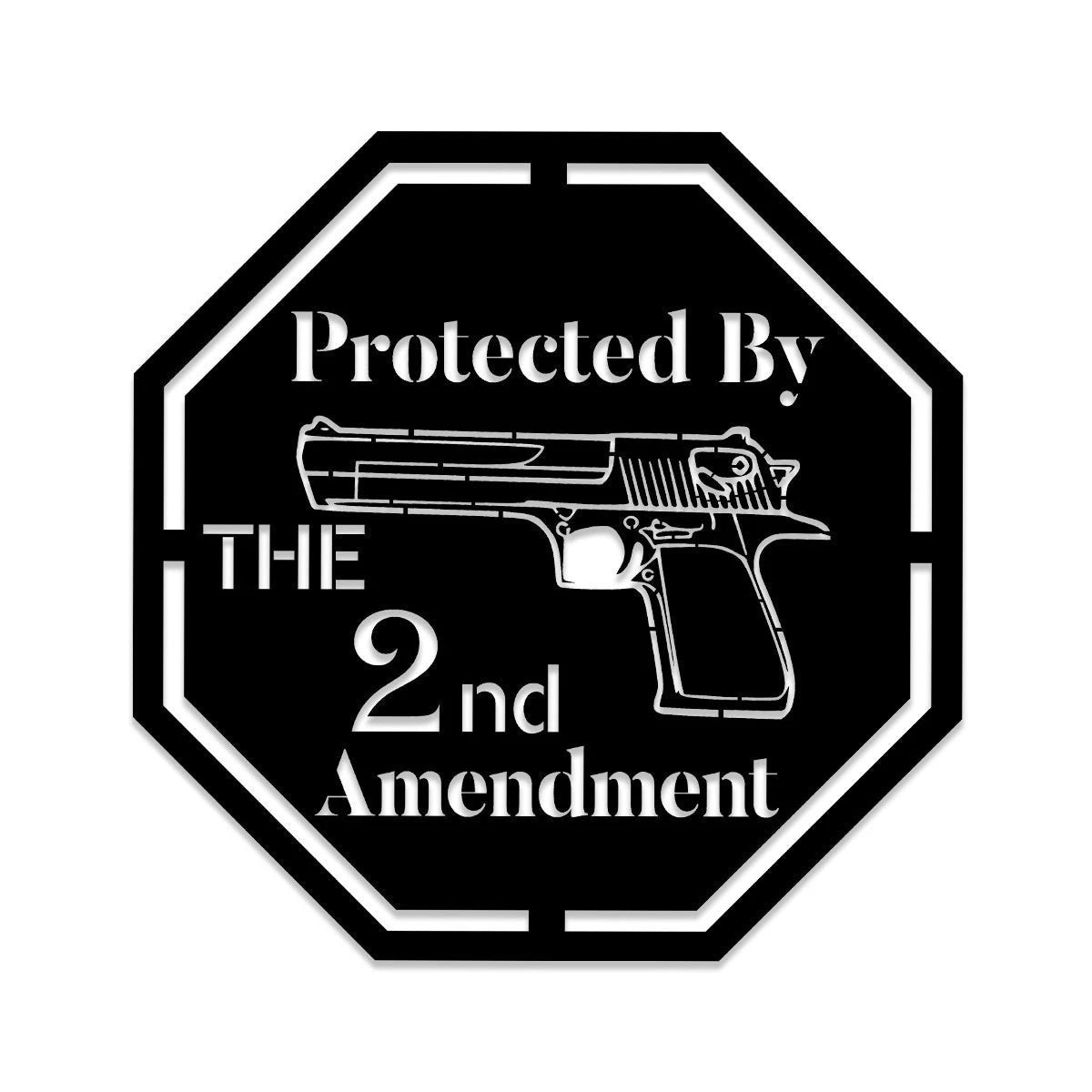 Protected By The 2nd Amendment Gun Veteran Metal Sign, Metal Laser Cut Metal Signs Custom Gift Ideas