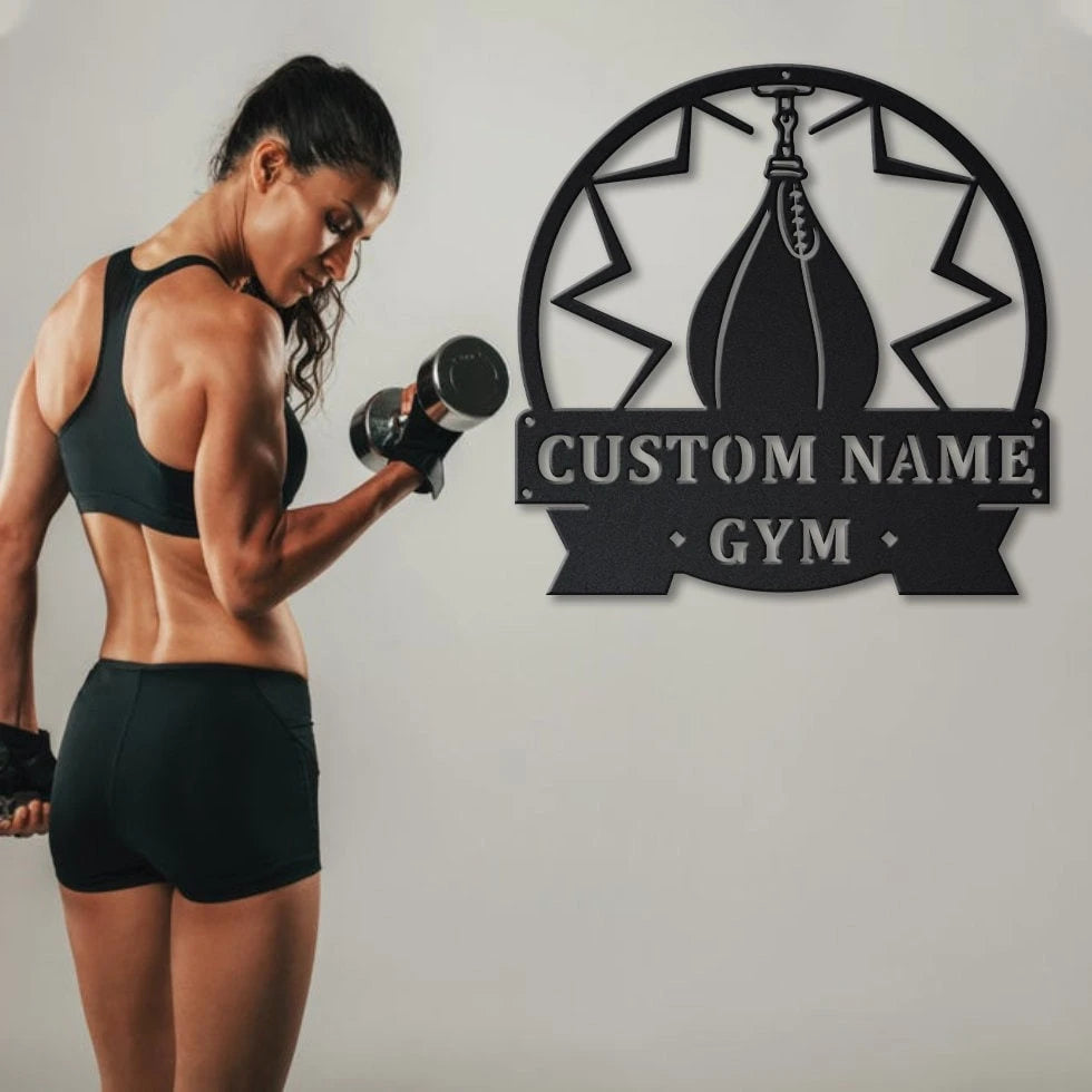 Personalized Gym Speed Bag Monogram Metal Sign Art, Custom Gym Speed Bag Metal Sign, Hobbie Gifts, Sport Gift, Birthday Gift, Laser Cut Metal Signs Custom Gift Ideas