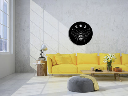 Bee And Moon Metal Wall Decor, Metal Wall Art, Housewarming Gift, Home Decor, Office Decor, Interior Design, Metal Laser Cut Metal Signs Custom Gift Ideas
