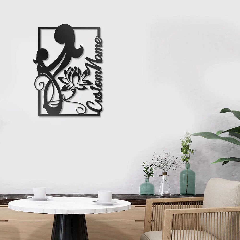 Custom Name Lotus Mother and Daughter Metal House Sign